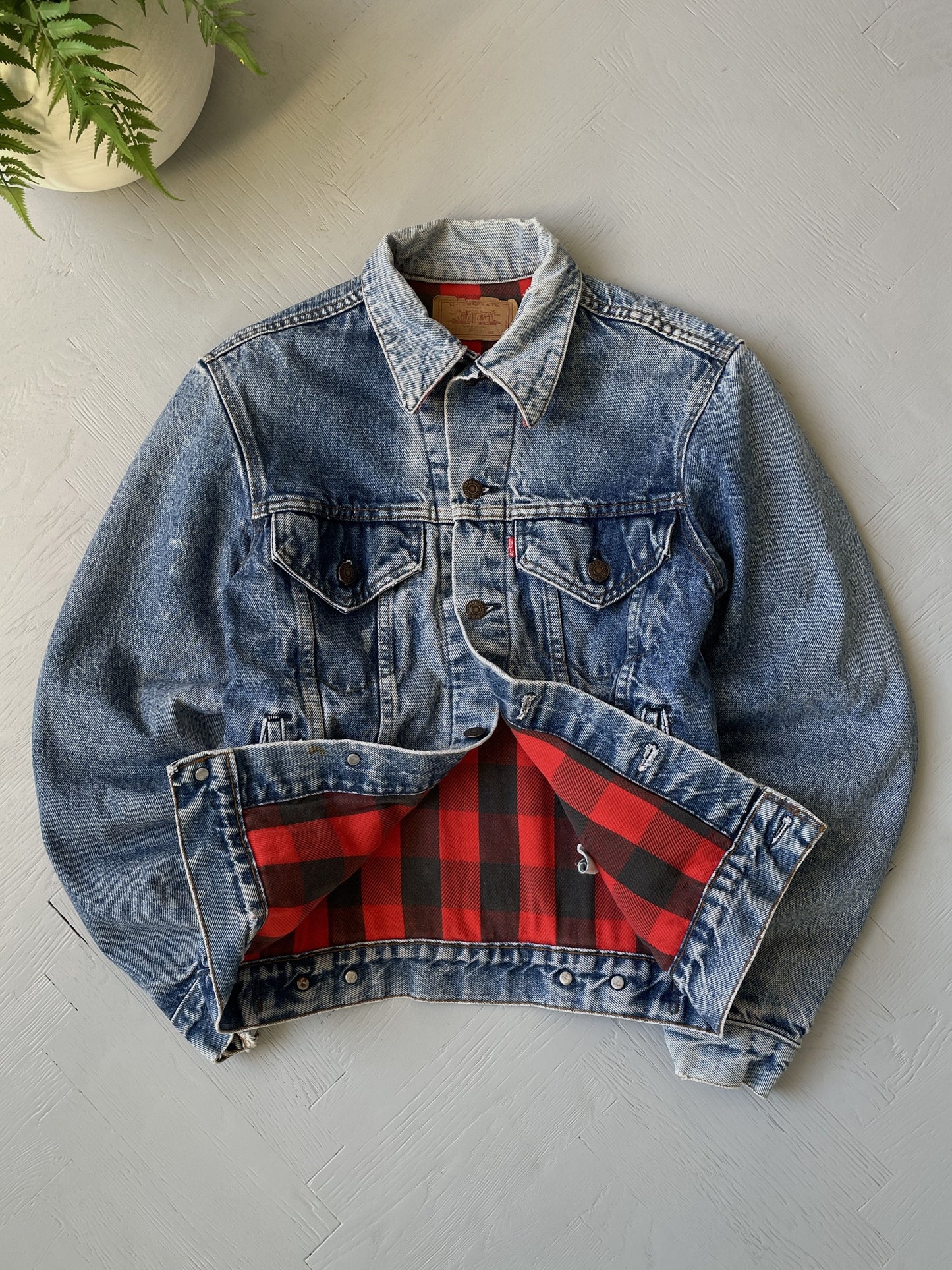 XS 90s Levi's Plaid Lined Denim Jacket