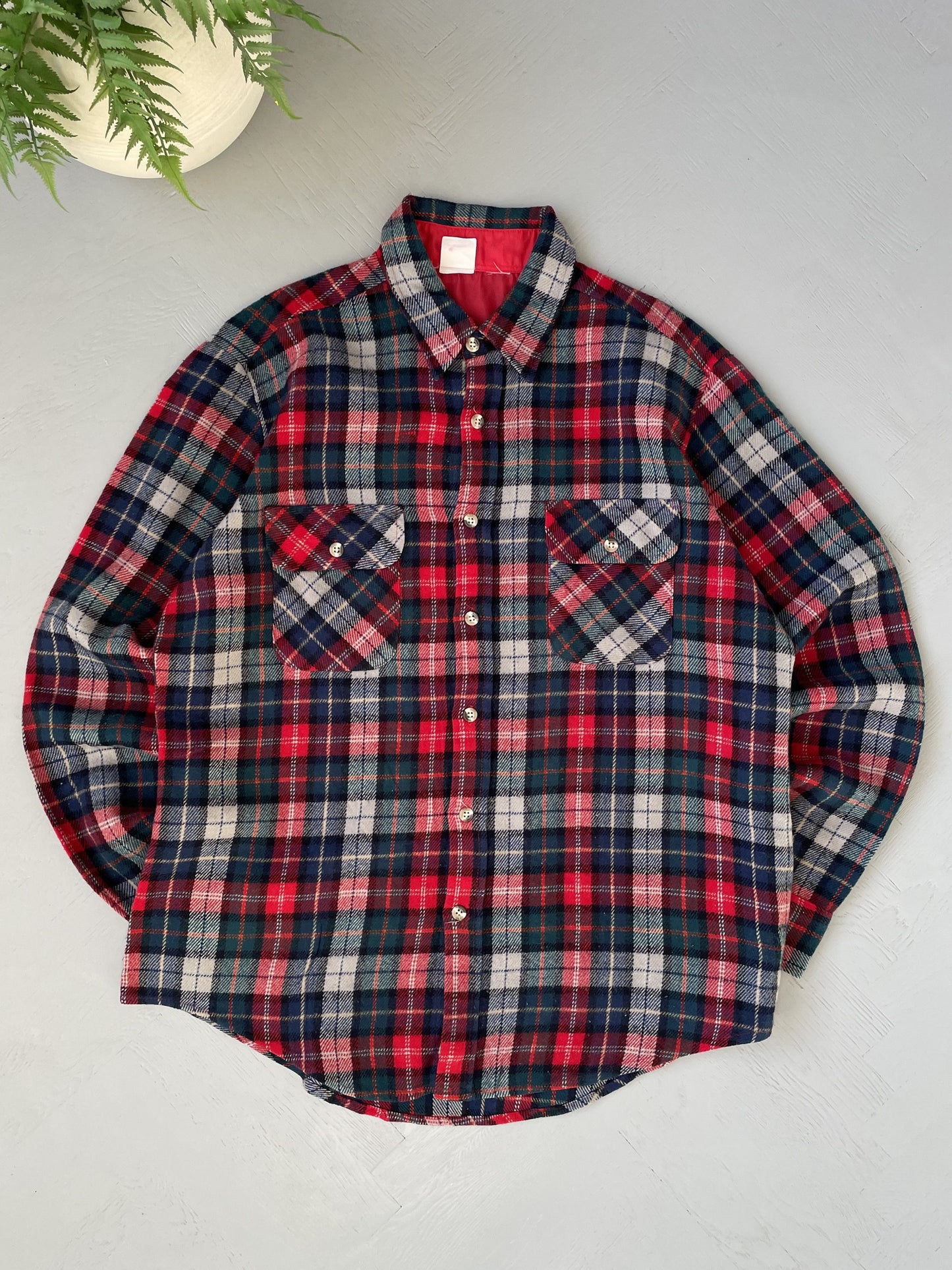 L Vintage Flannel Plaid Shirt
