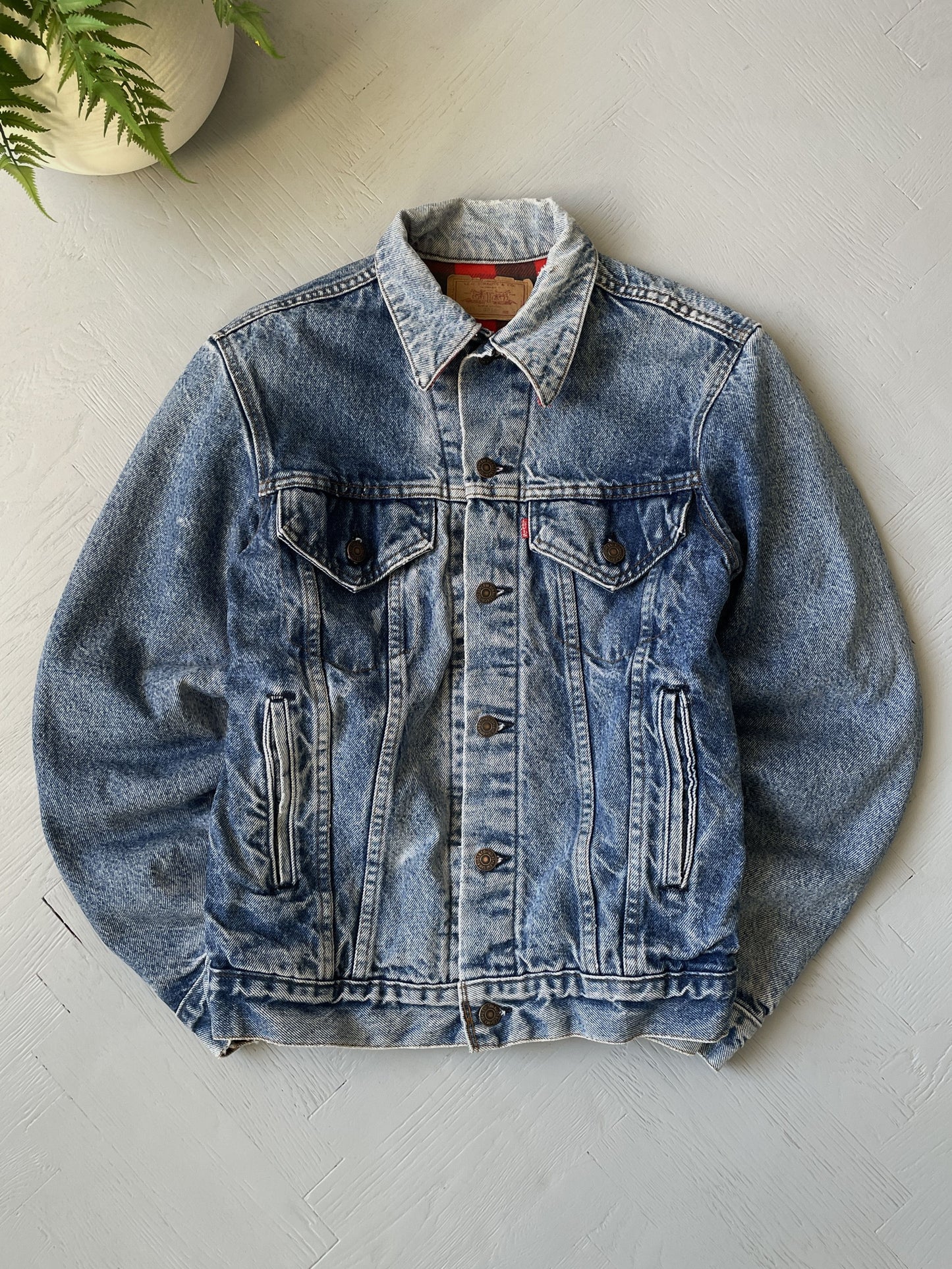 XS 90s Levi's Plaid Lined Denim Jacket