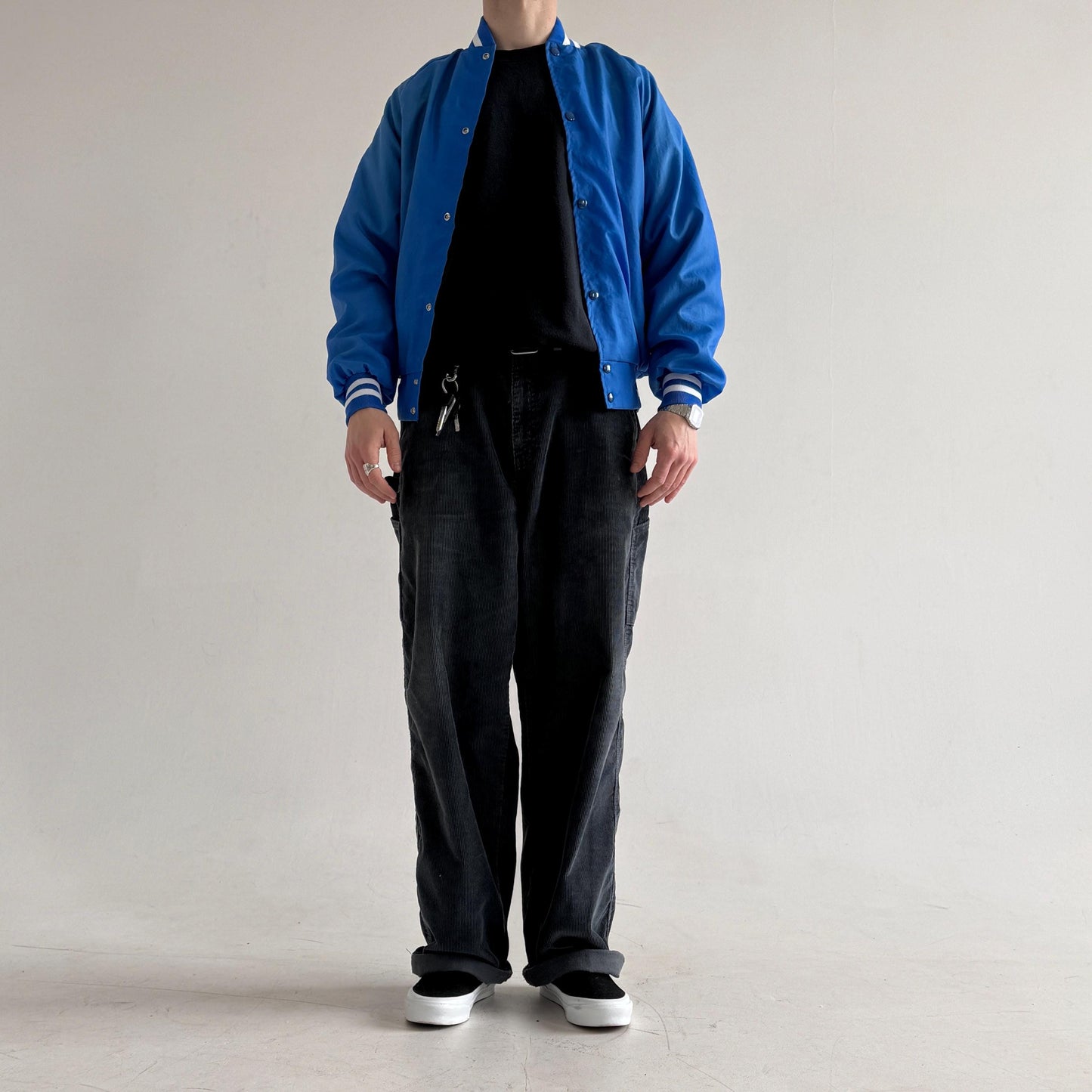 M Vintage Varsity Nylon Bomber Jacket