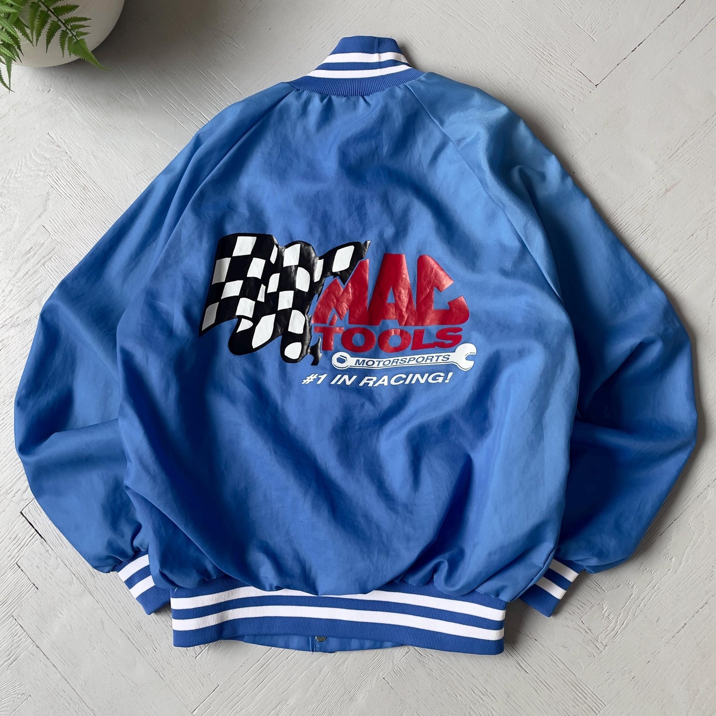 M Vintage Varsity Nylon Bomber Jacket