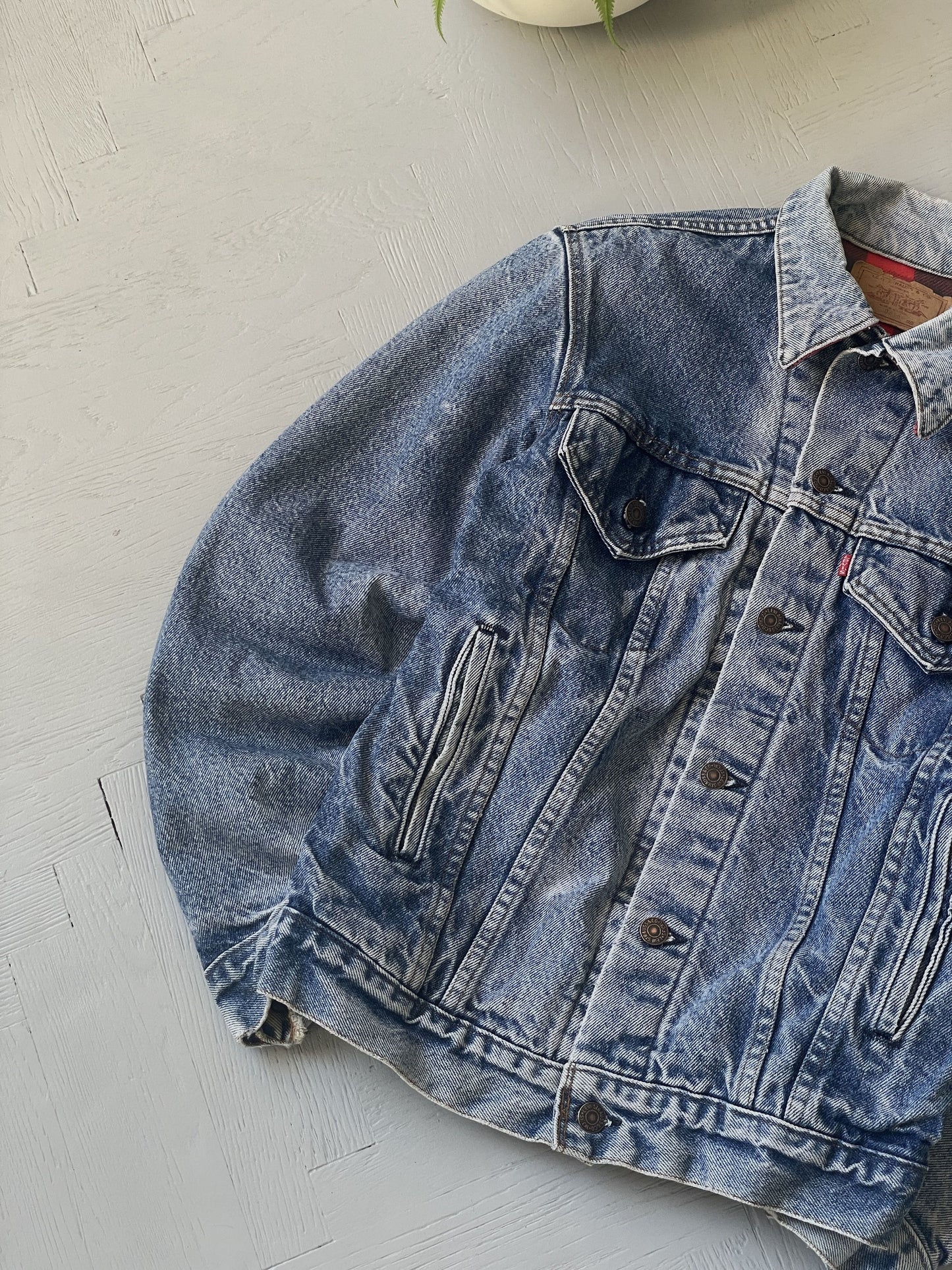 XS 90s Levi's Plaid Lined Denim Jacket