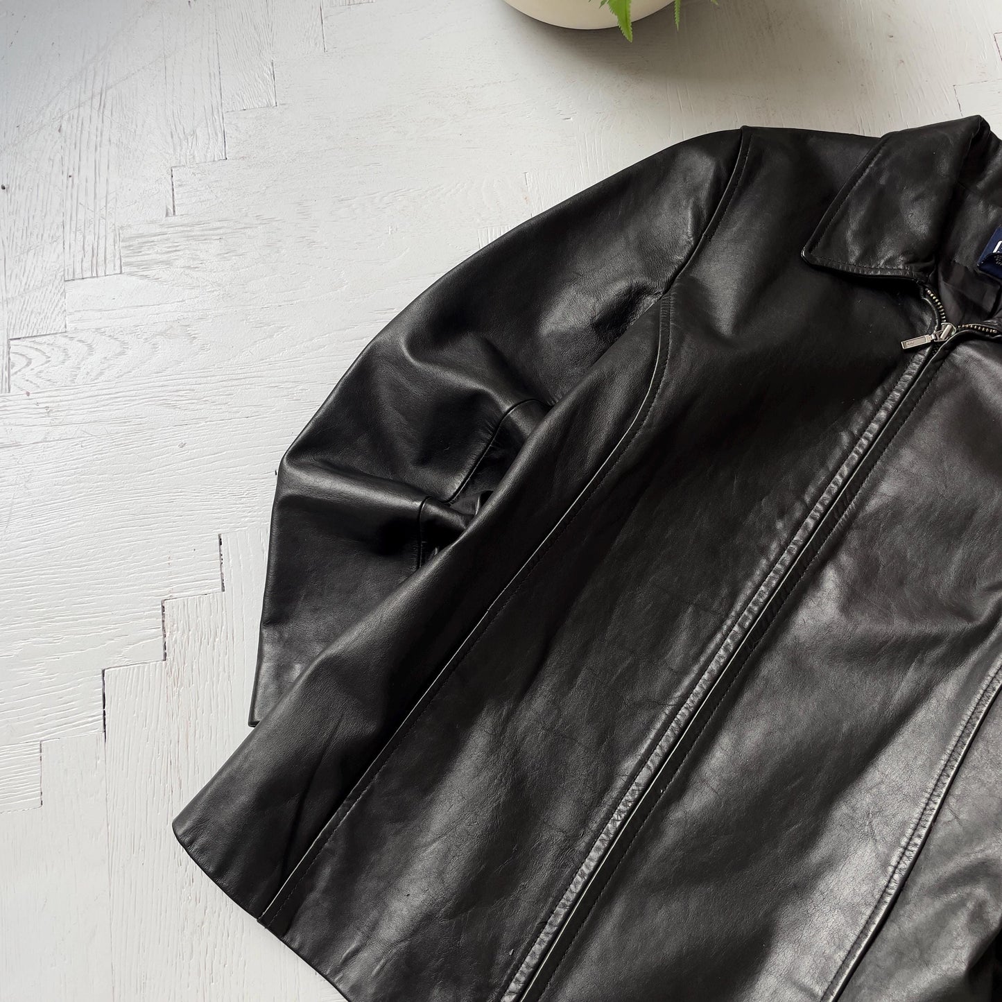 S Vintage 00s Gap Leather Full Zip Jacket