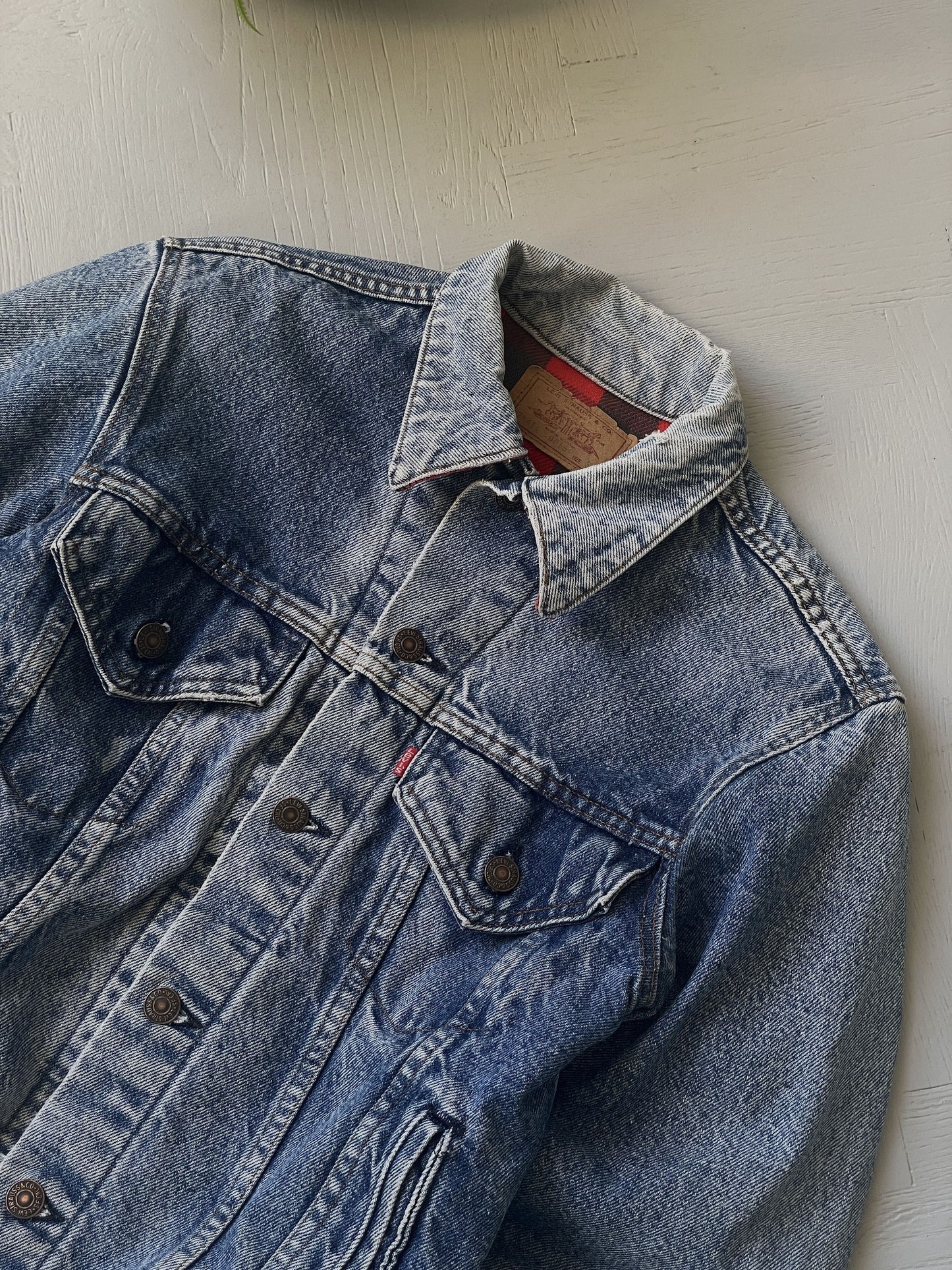 XS 90s Levi's Plaid Lined Denim Jacket