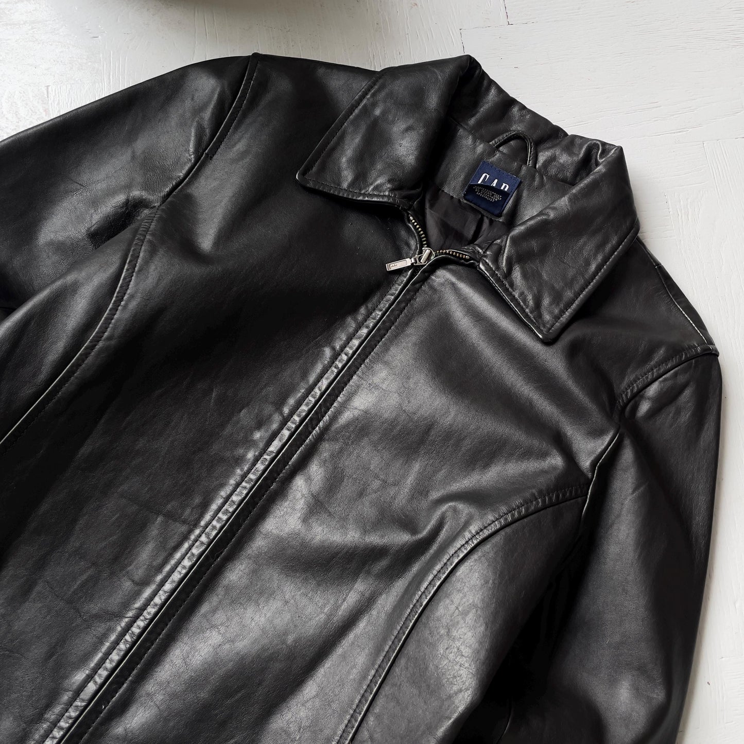 S Vintage 00s Gap Leather Full Zip Jacket