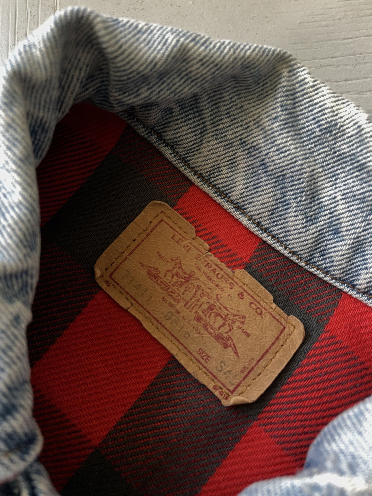 XS 90s Levi's Plaid Lined Denim Jacket