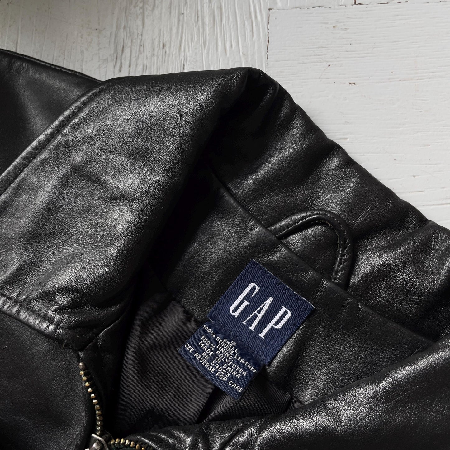 S Vintage 00s Gap Leather Full Zip Jacket