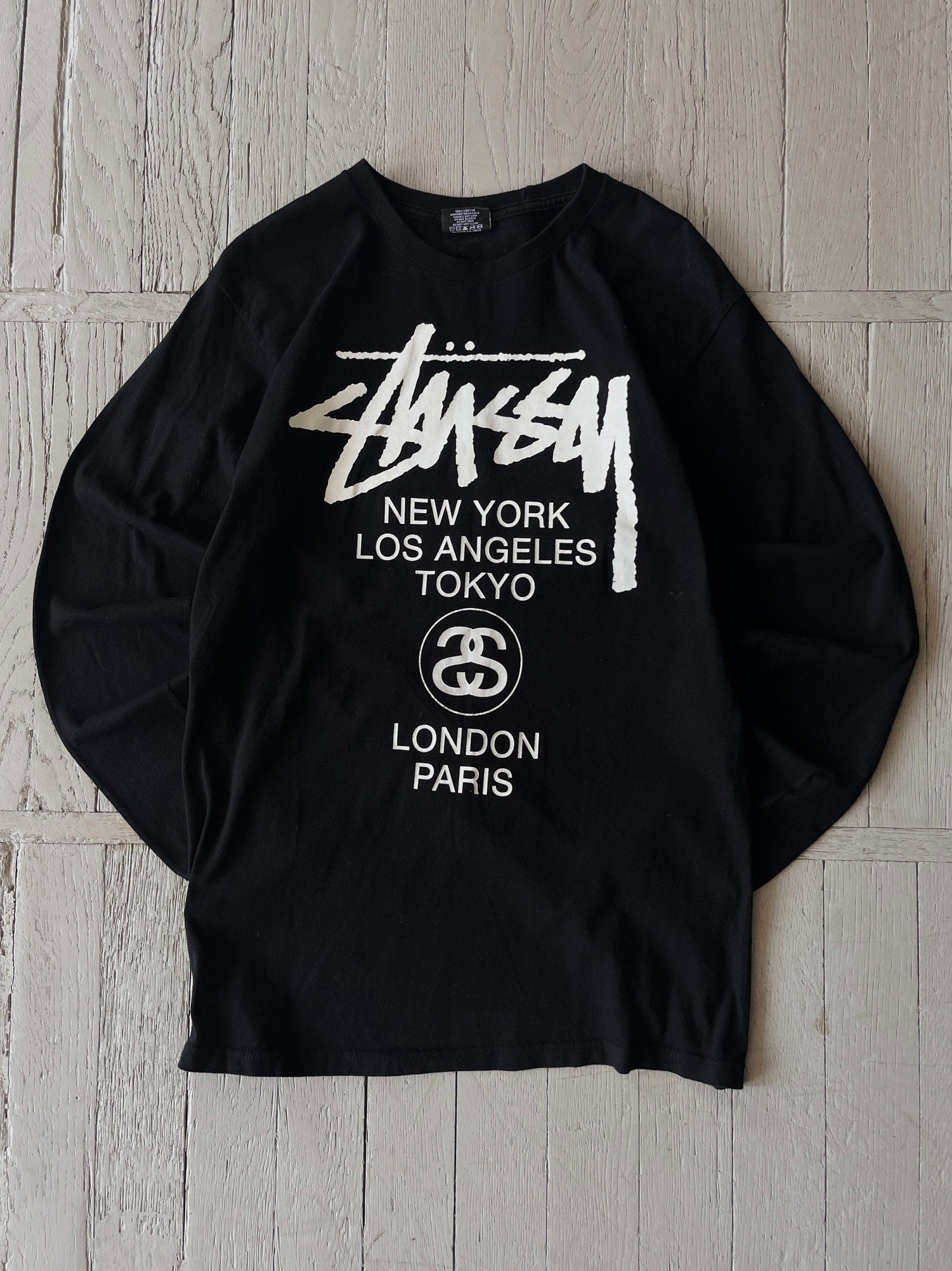 Vintage Stussy World Tour Long Sleeve Tee Shirt