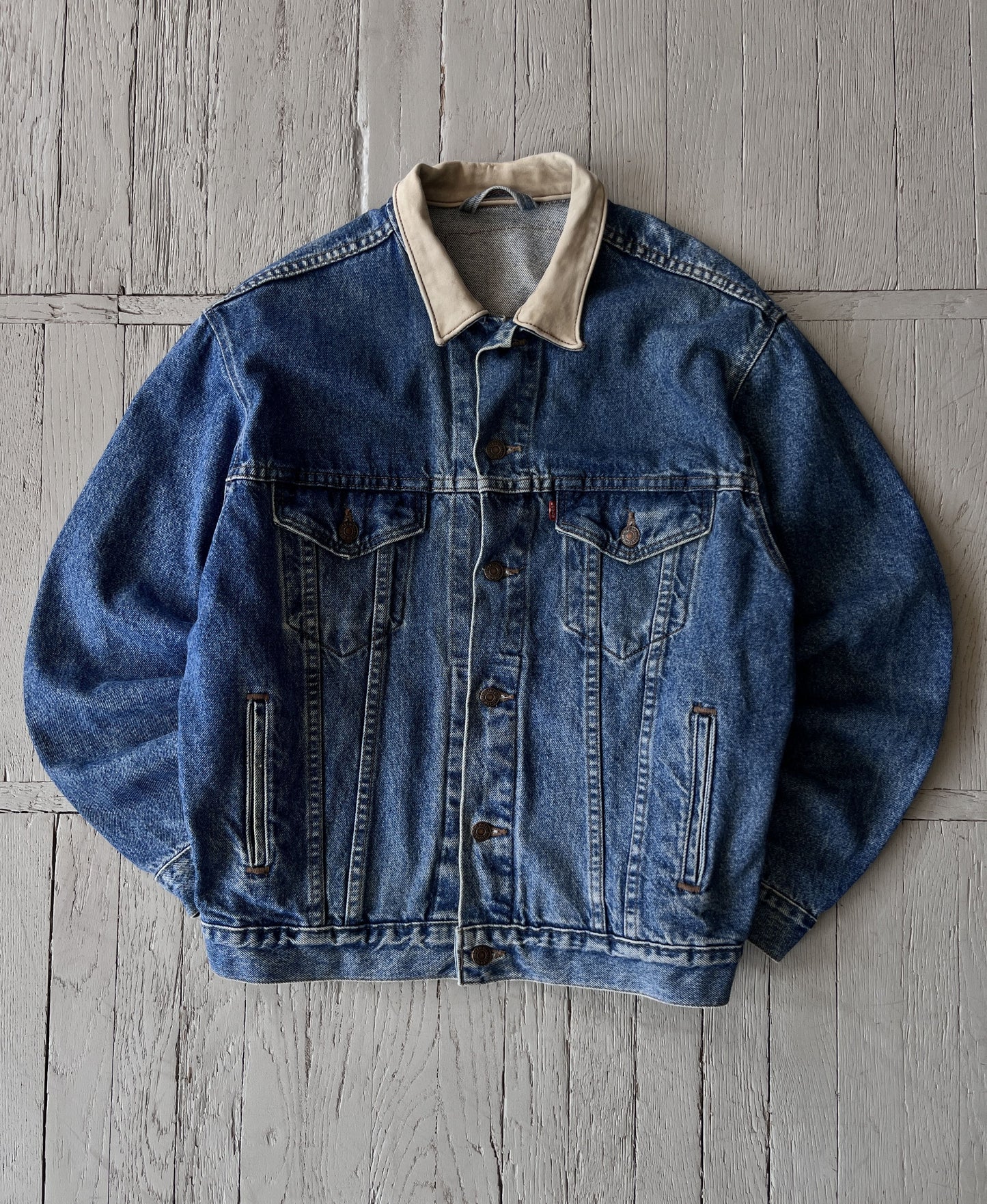 Vintage 90s Levi's Denim Trucker Jacket with Leather