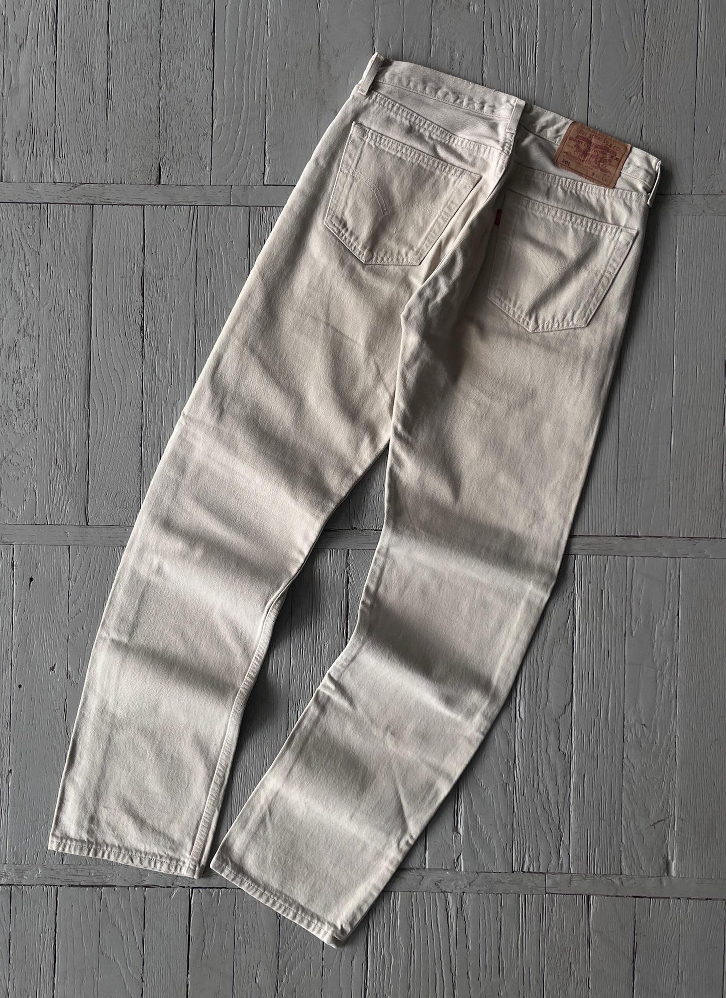 Vintage 90s Levi's 501 Straight Leg Beige Denim Jeans