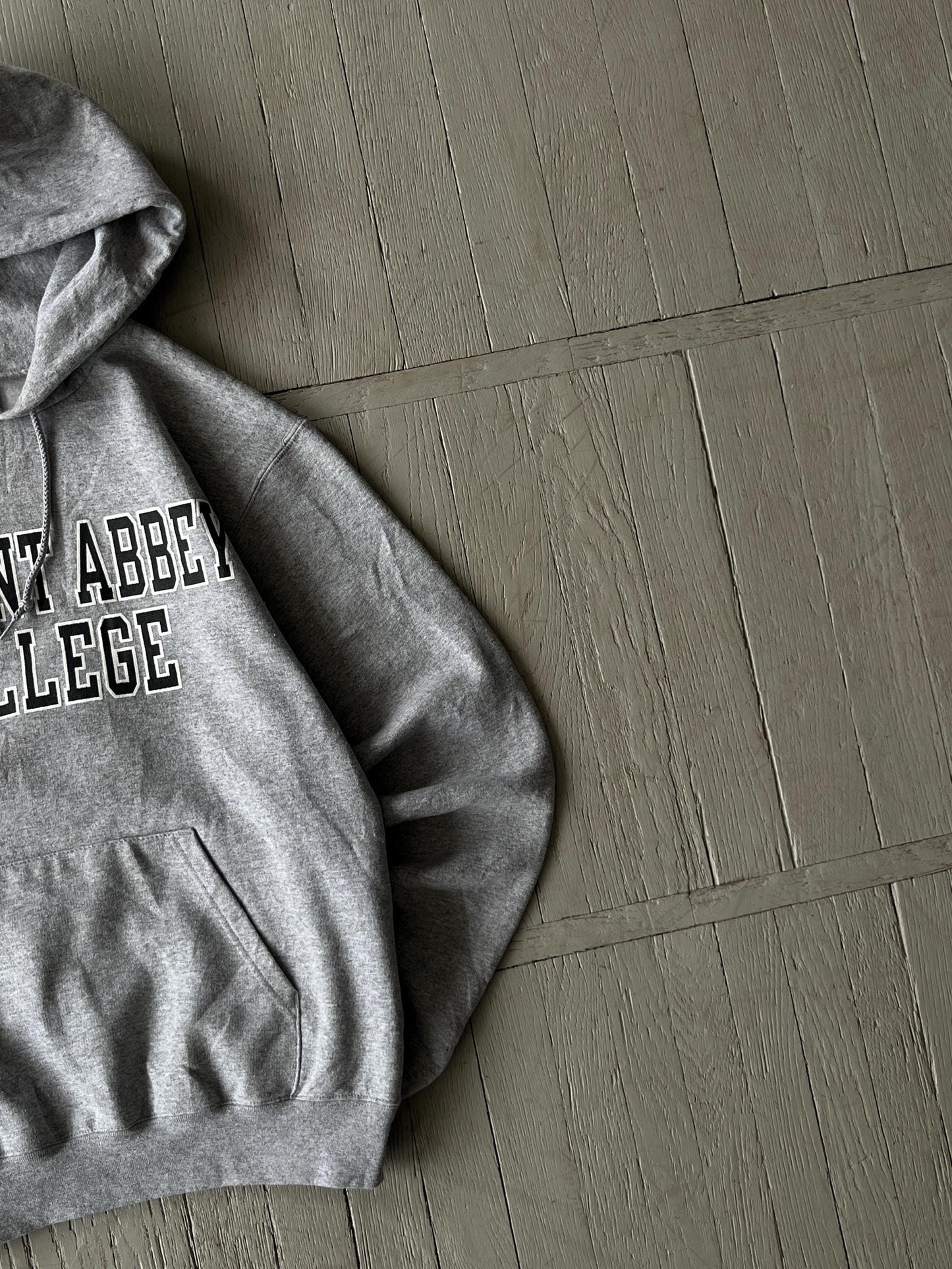 S Vintage Champion Belmont Abbet College Hooded Sweatshirt