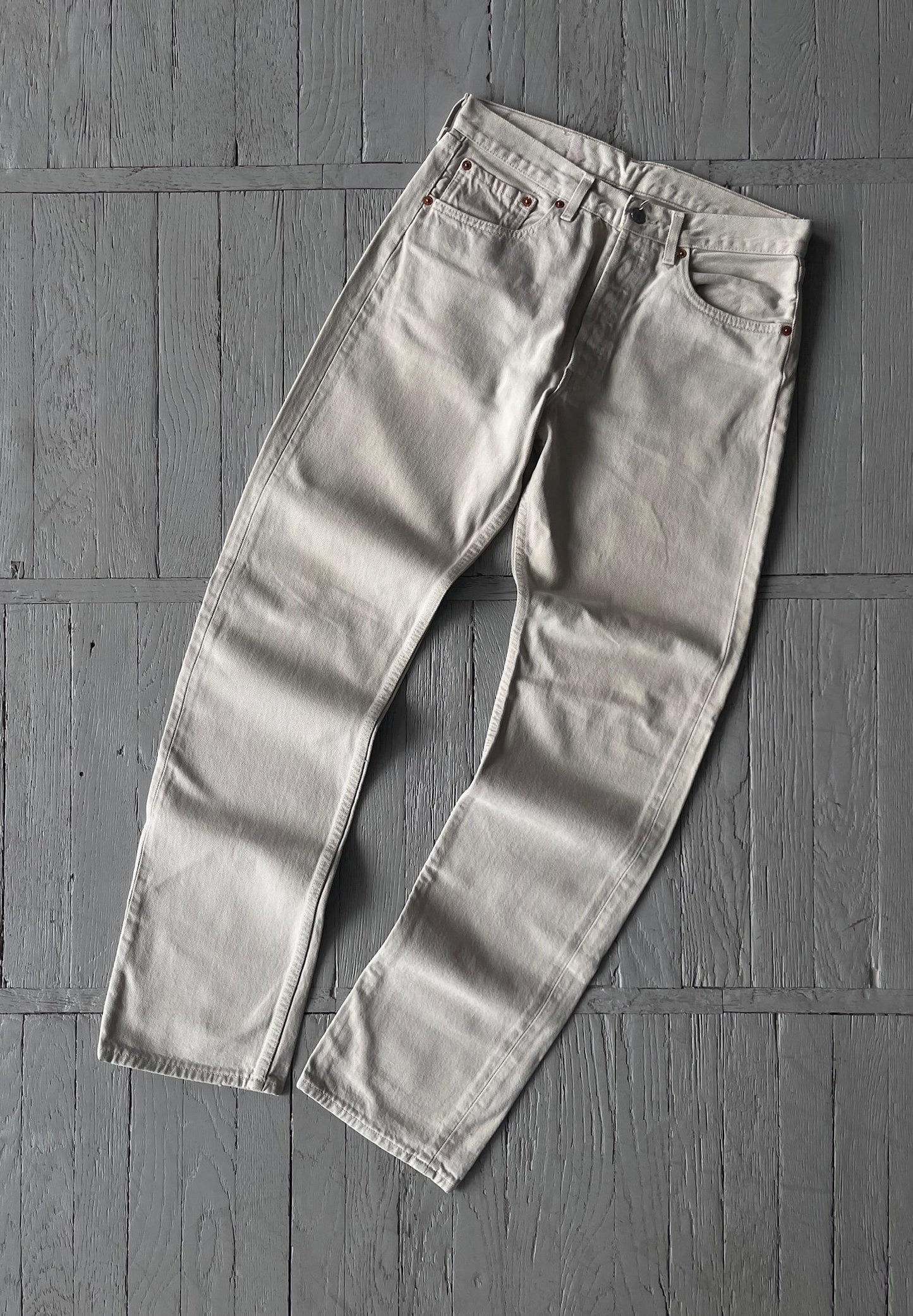 Vintage 90s Levi's 501 Straight Leg Beige Denim Jeans