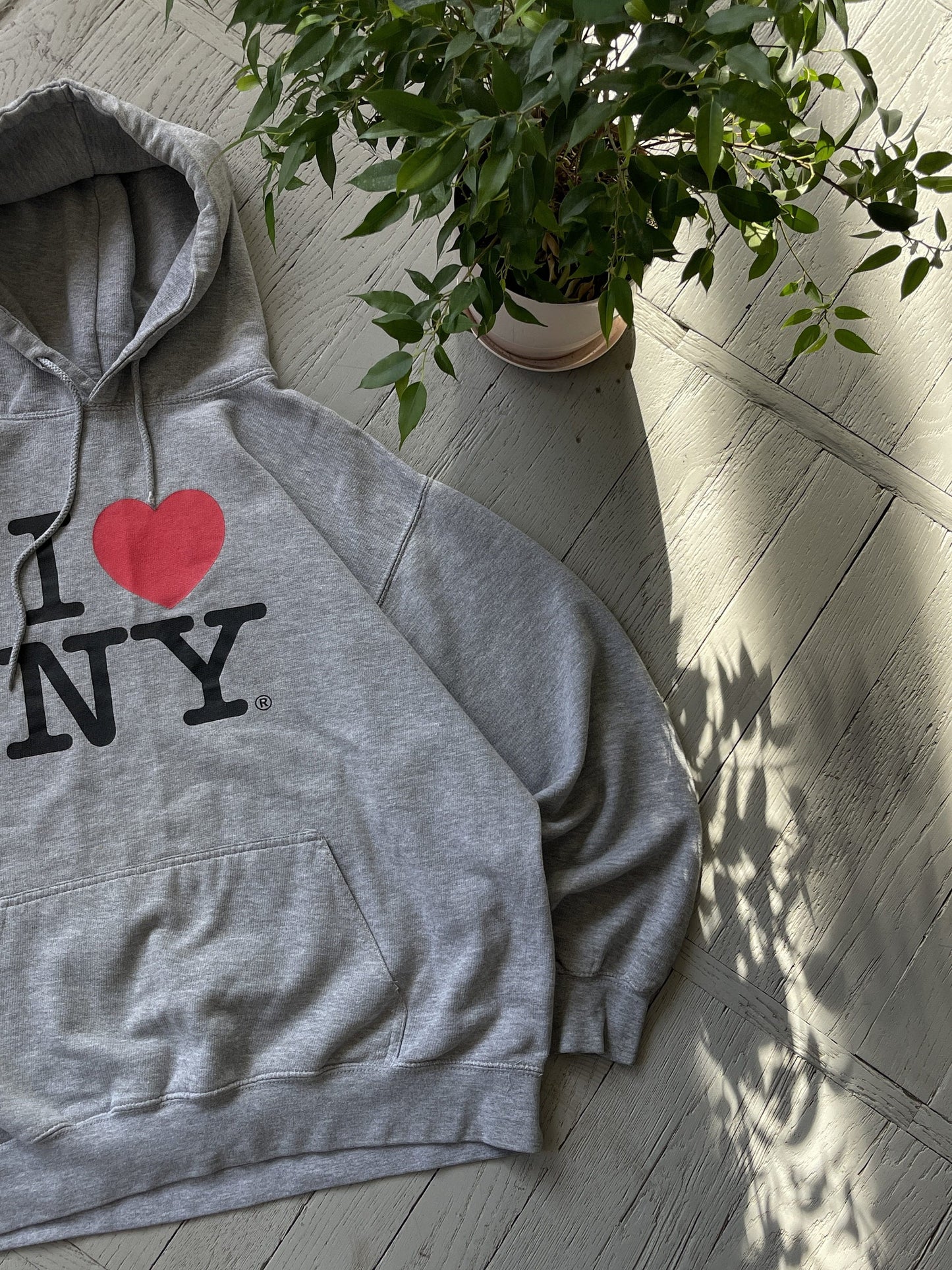 XL Vintage I Love NY Hooded Sweatshirt