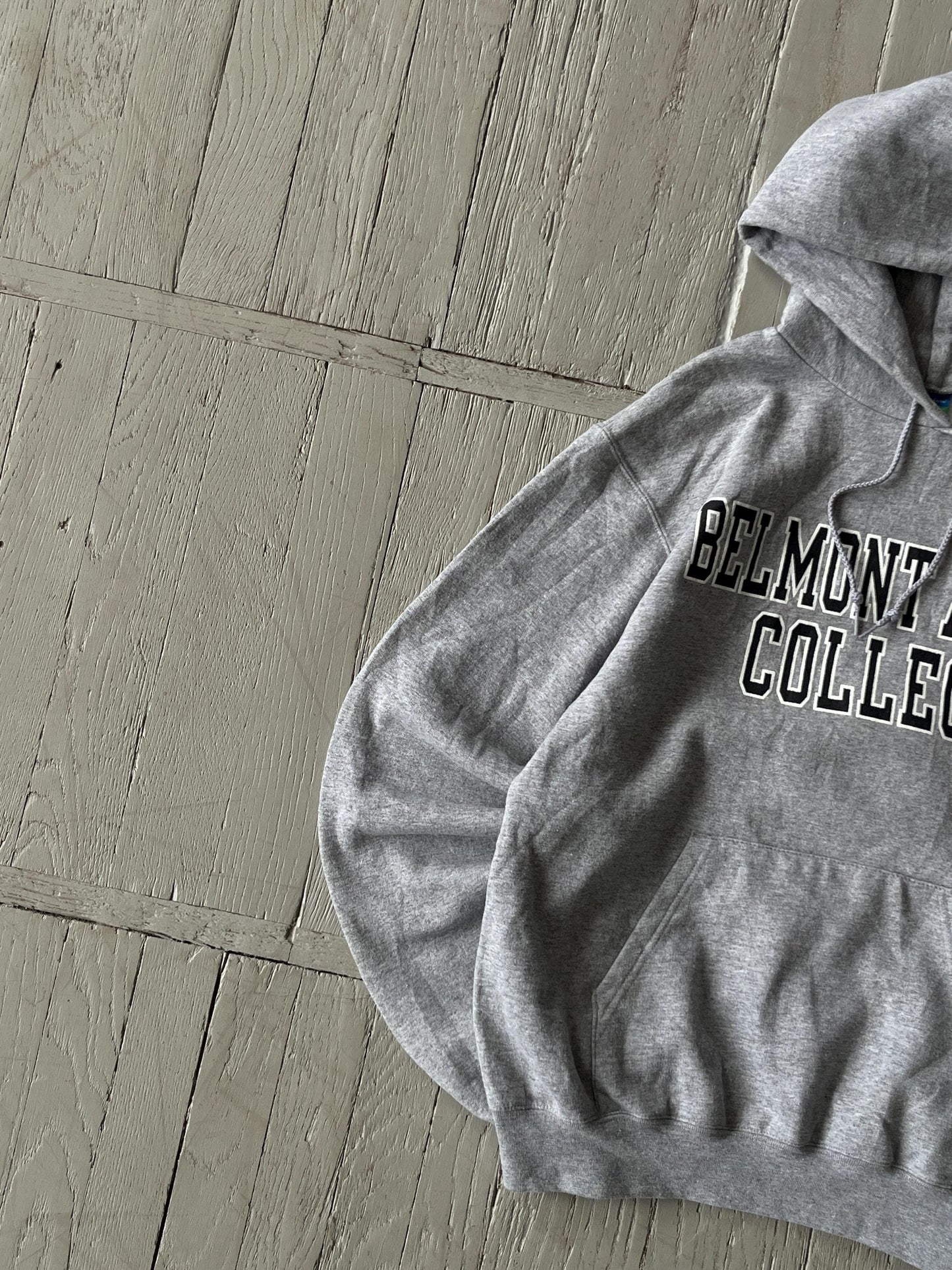 S Vintage Champion Belmont Abbet College Hooded Sweatshirt