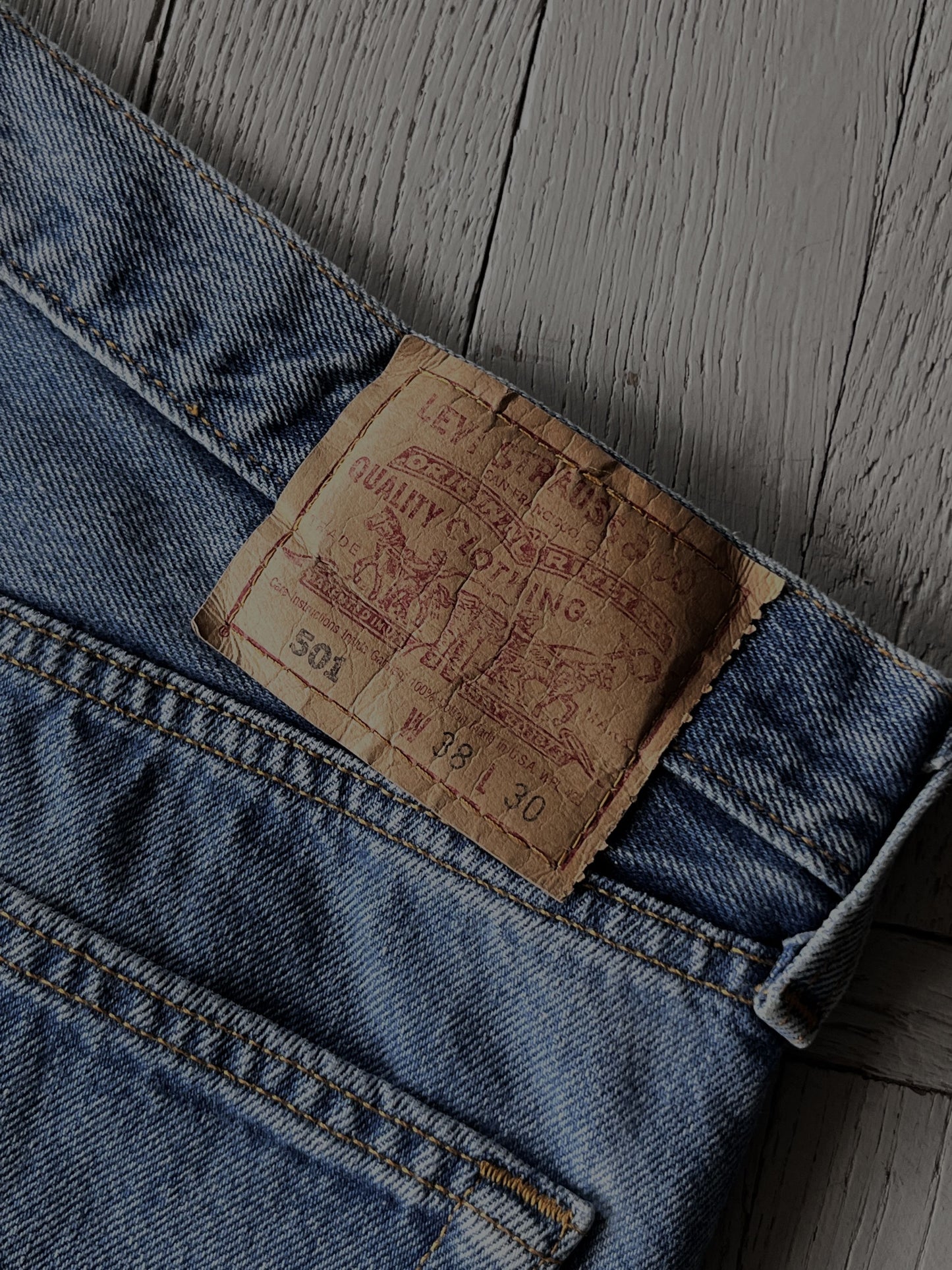 Джинси 90-х Levi's 501 Washed Blue Denim