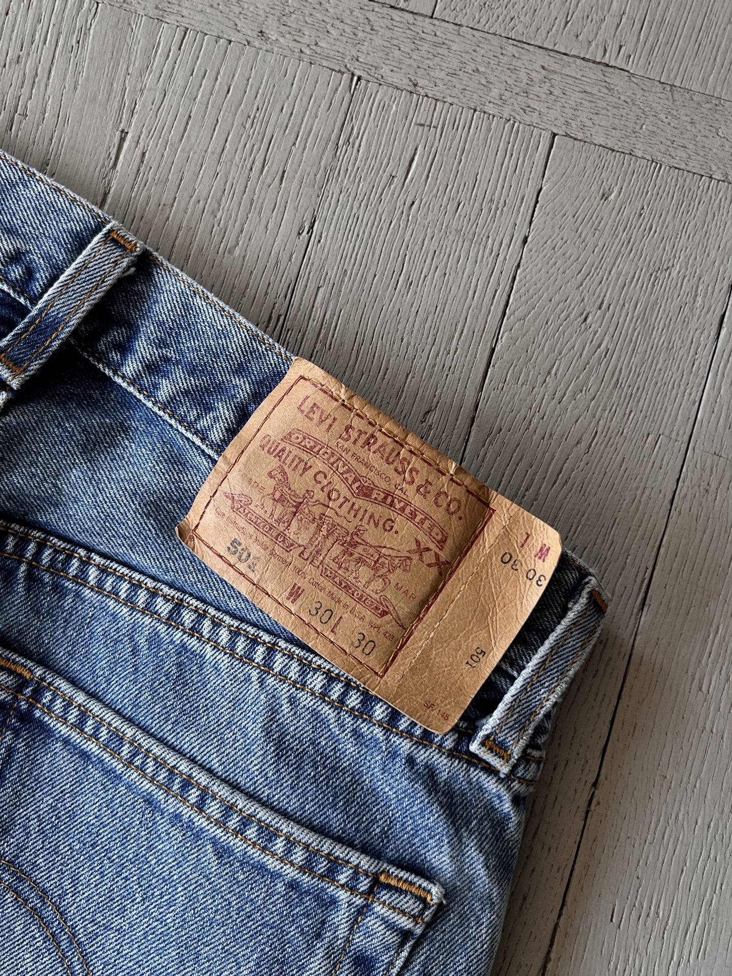 Vintage 90s Levi's 501 Washed Blue Denim Jeans