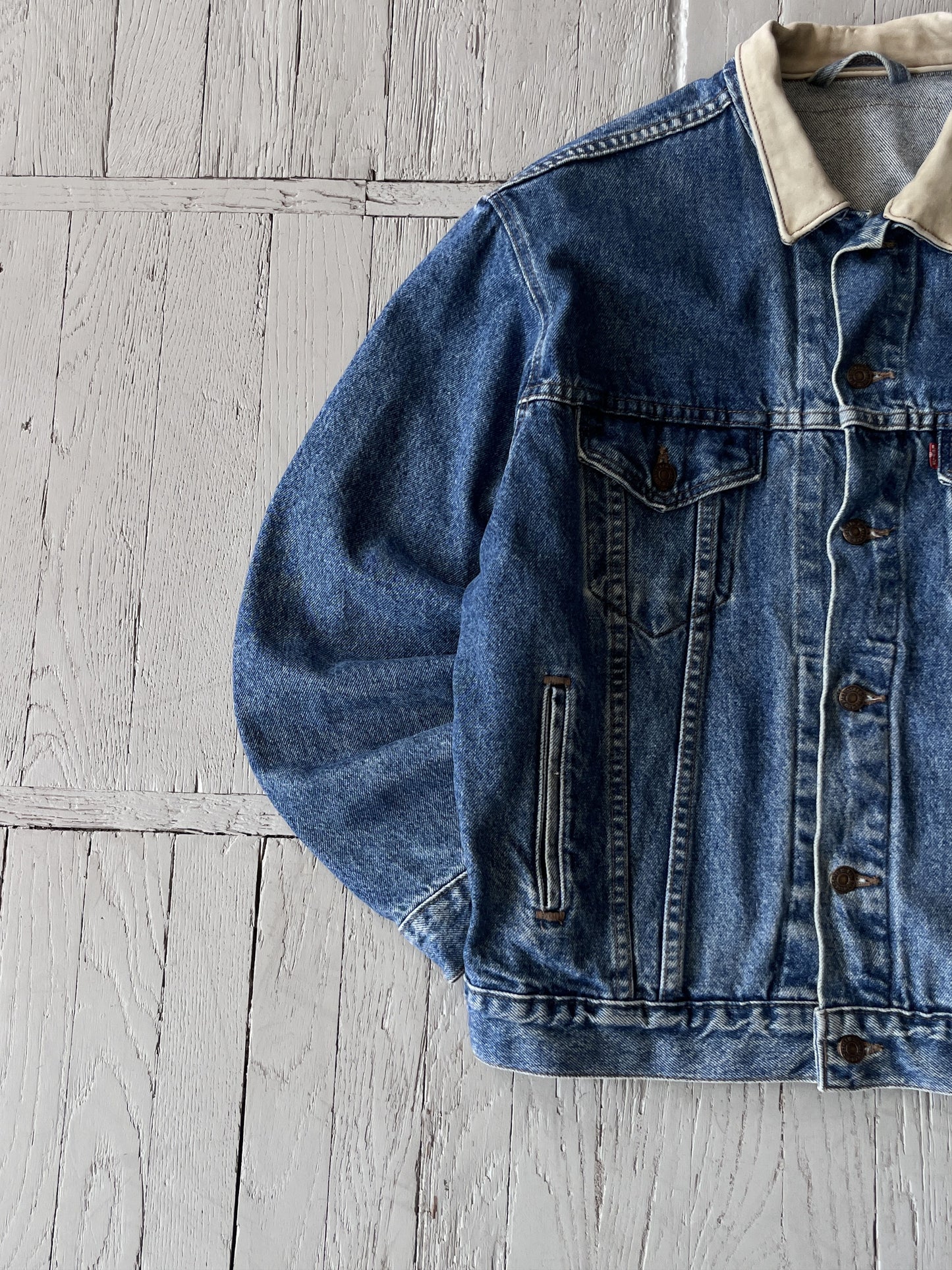 Vintage 90s Levi's Denim Trucker Jacket with Leather