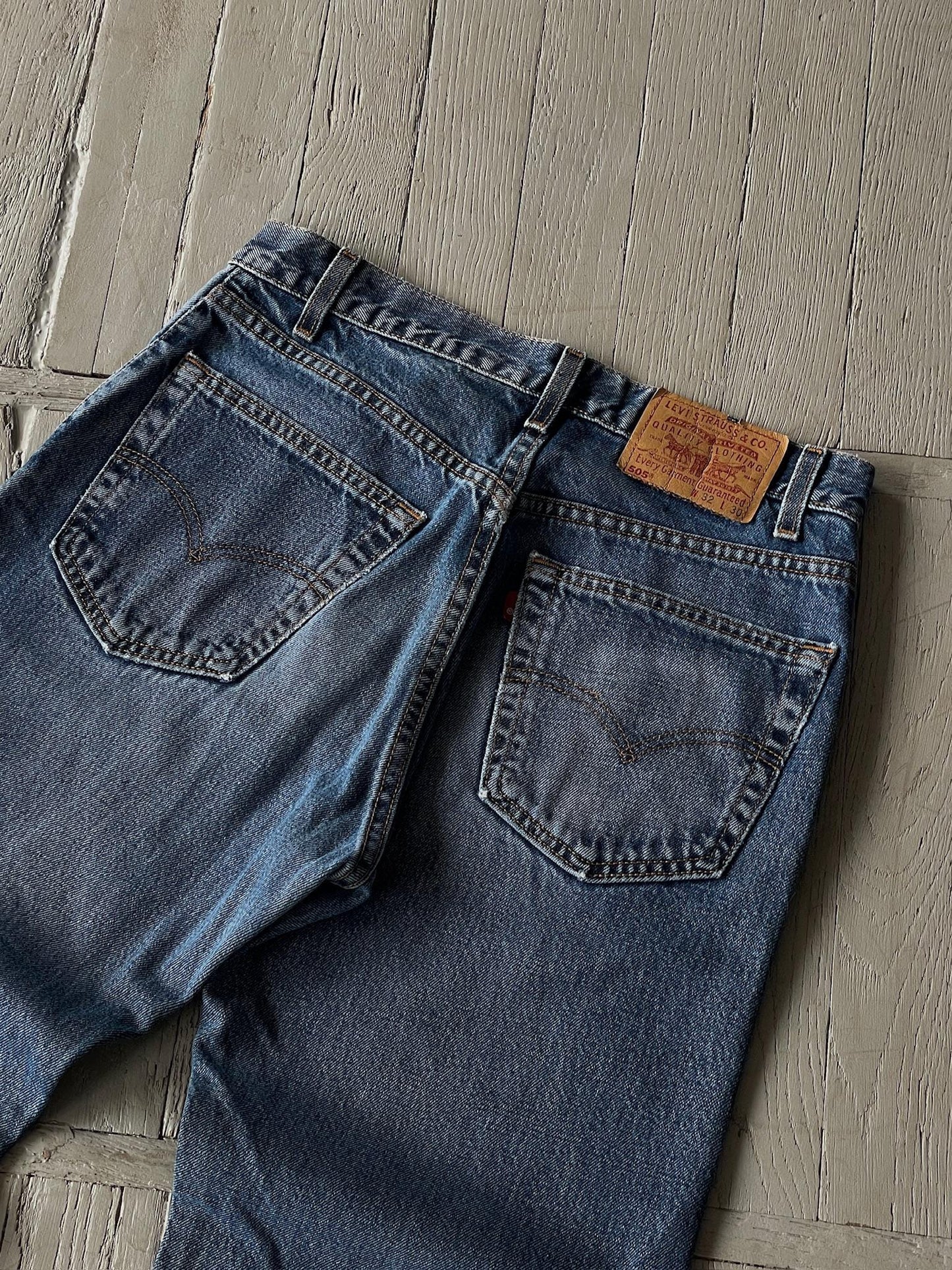 32x30 Vintage 90s Levi's 505 Washed Blue Denim Jeans