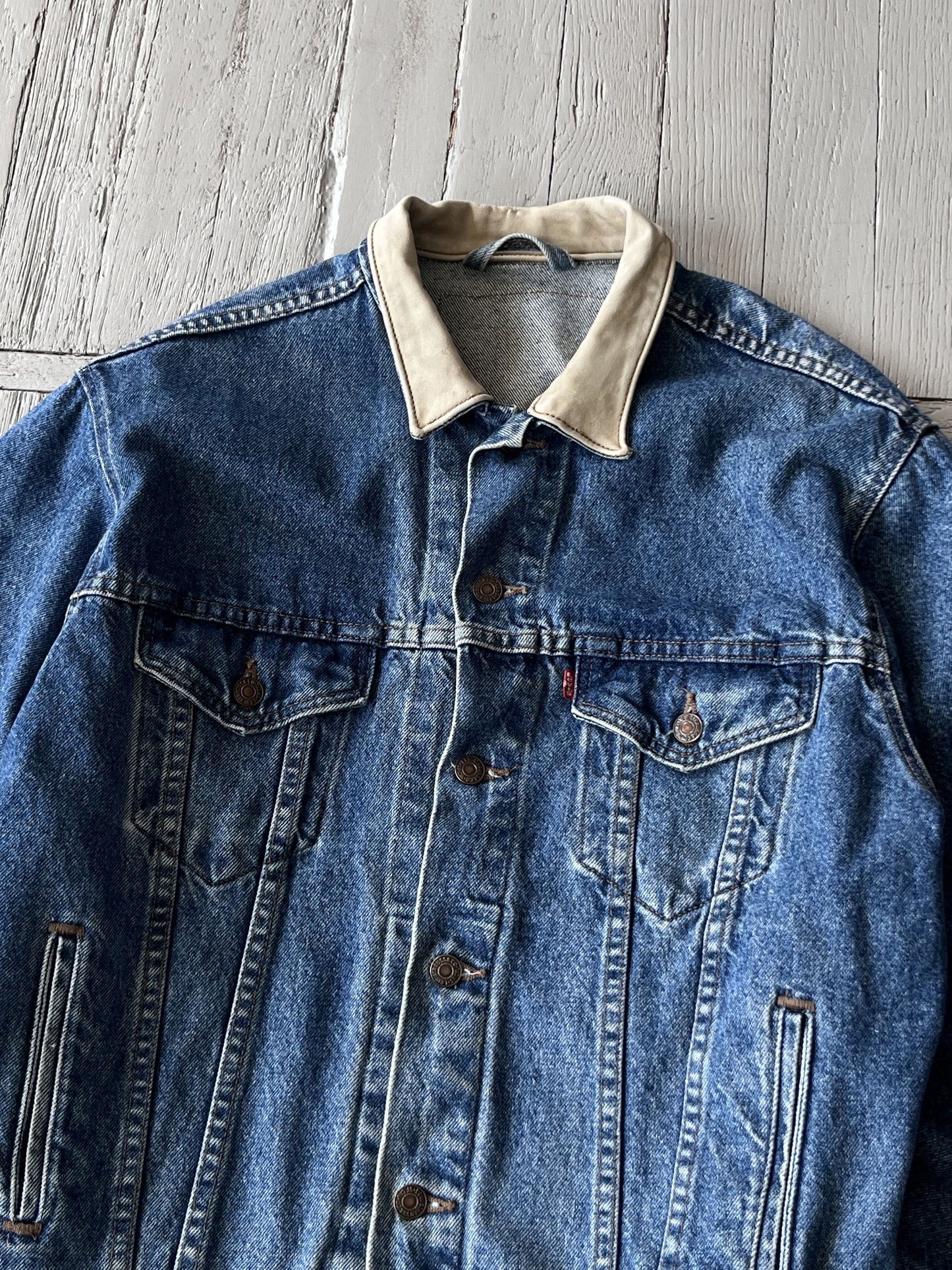 Vintage 90s Levi's Denim Trucker Jacket with Leather