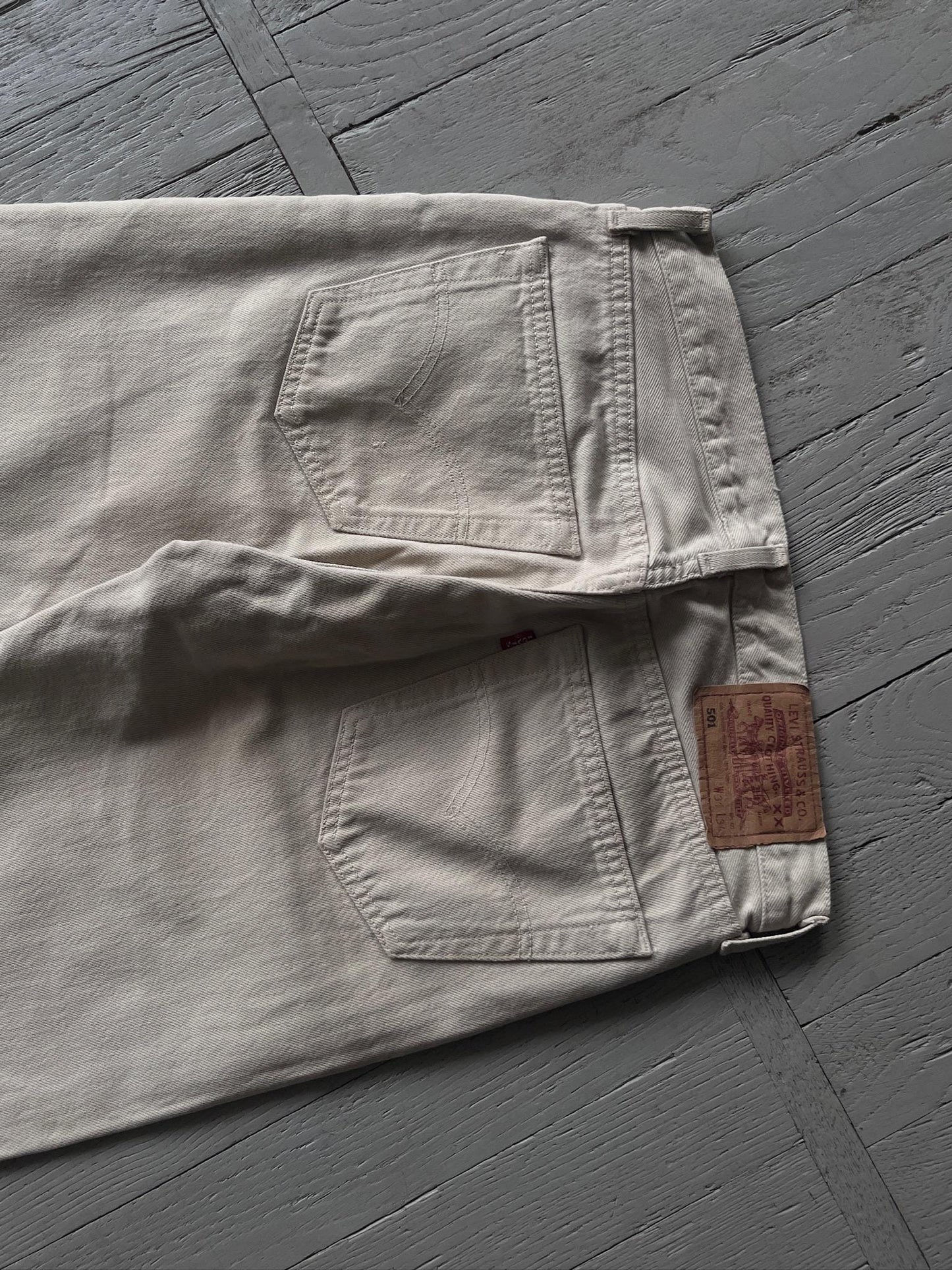 Vintage 90s Levi's 501 Straight Leg Beige Denim Jeans