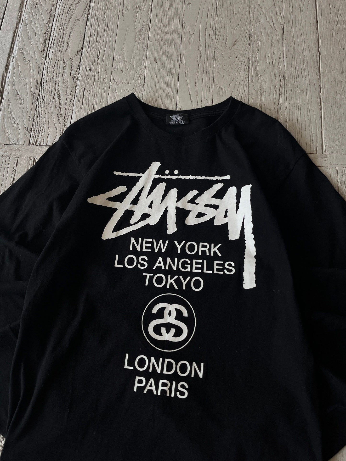 Vintage Stussy World Tour Long Sleeve Tee Shirt