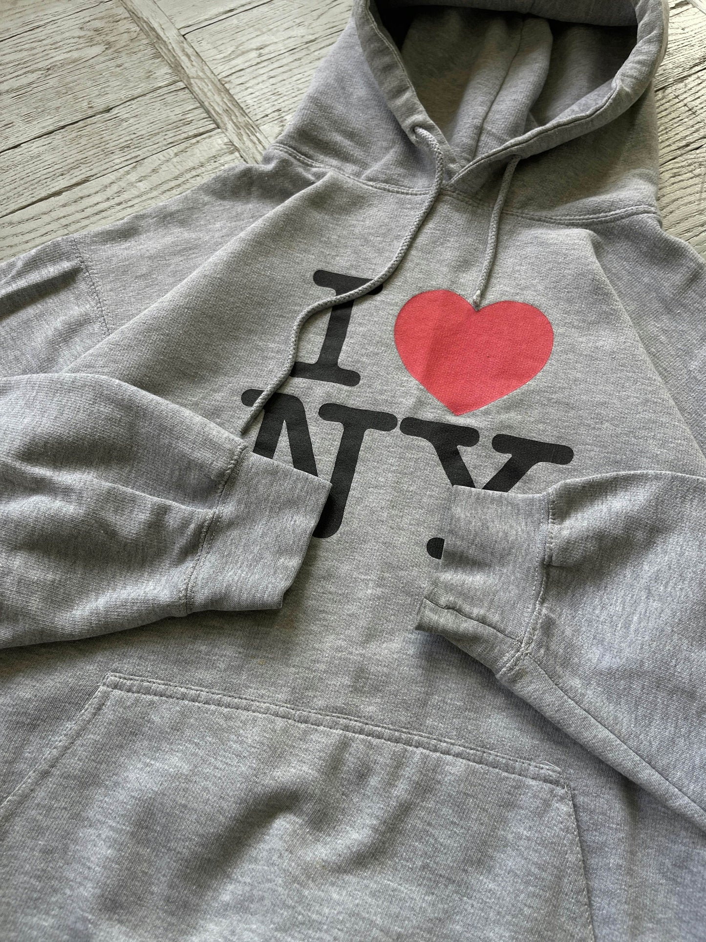 XL Vintage I Love NY Hooded Sweatshirt