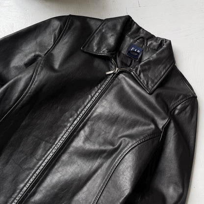 S Vintage 00s Gap Leather Full Zip Jacket