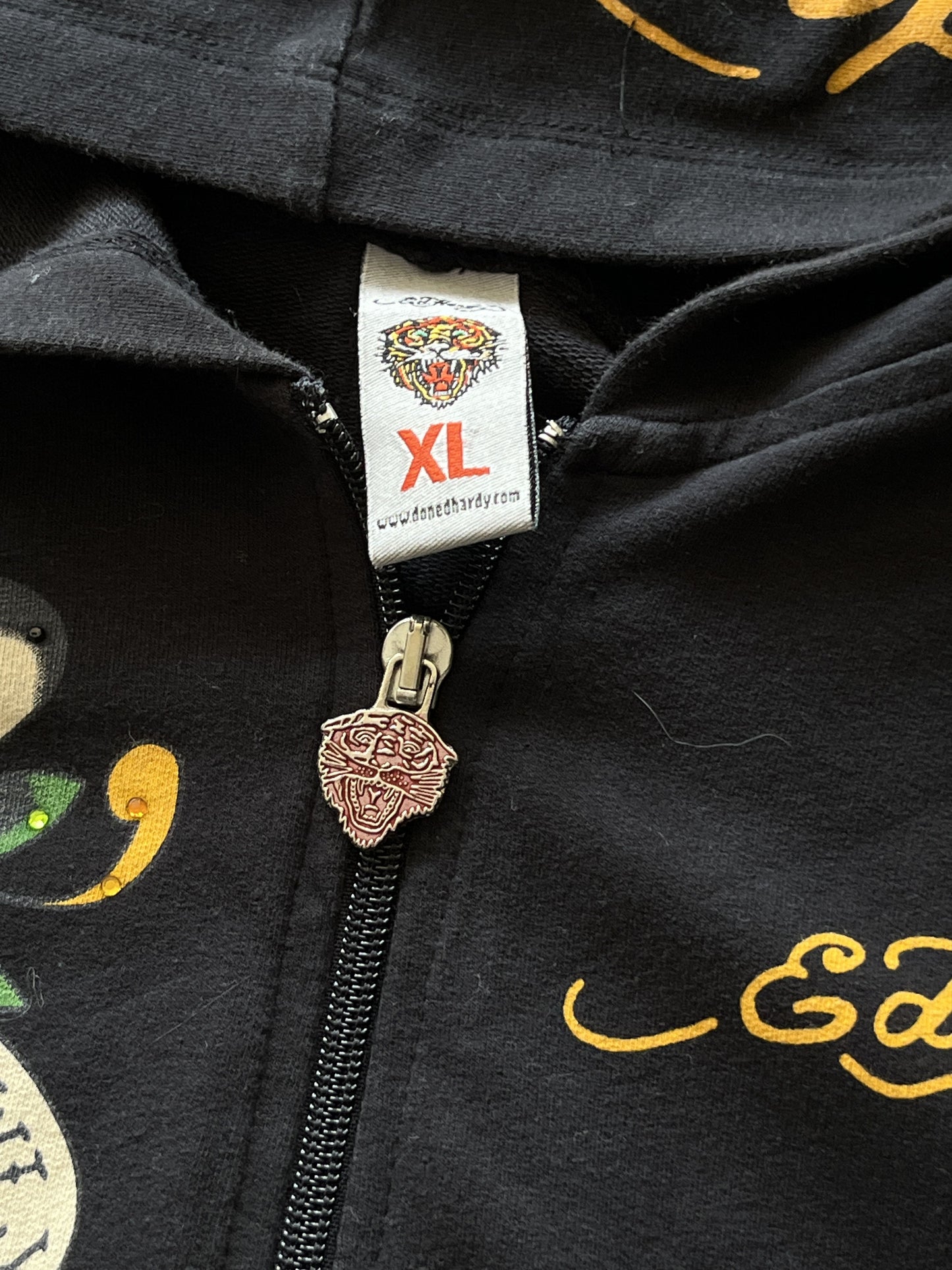 XL Vintage Ed Hardy Zip Hooded Sweatshirt