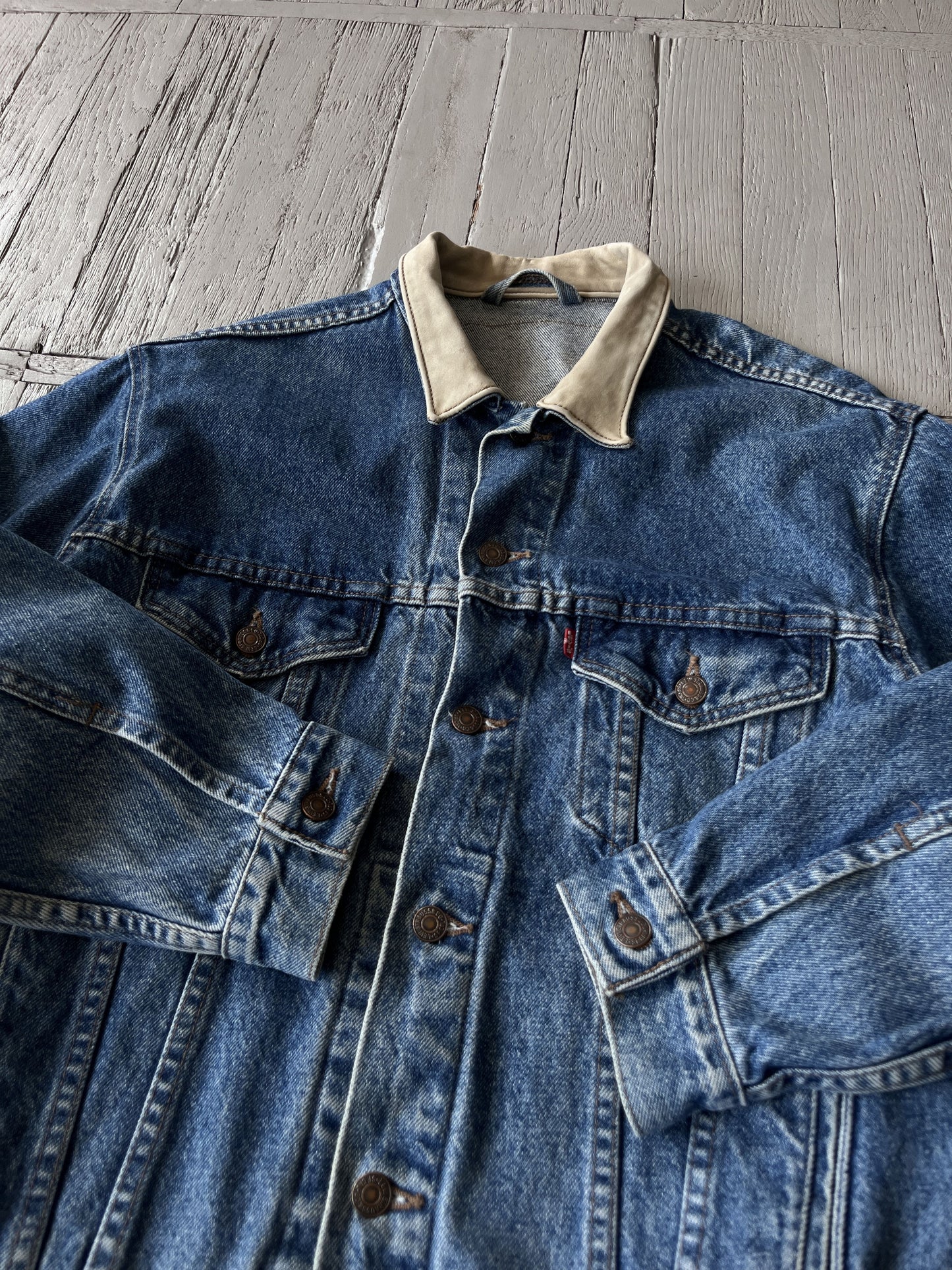 Vintage 90s Levi's Denim Trucker Jacket with Leather