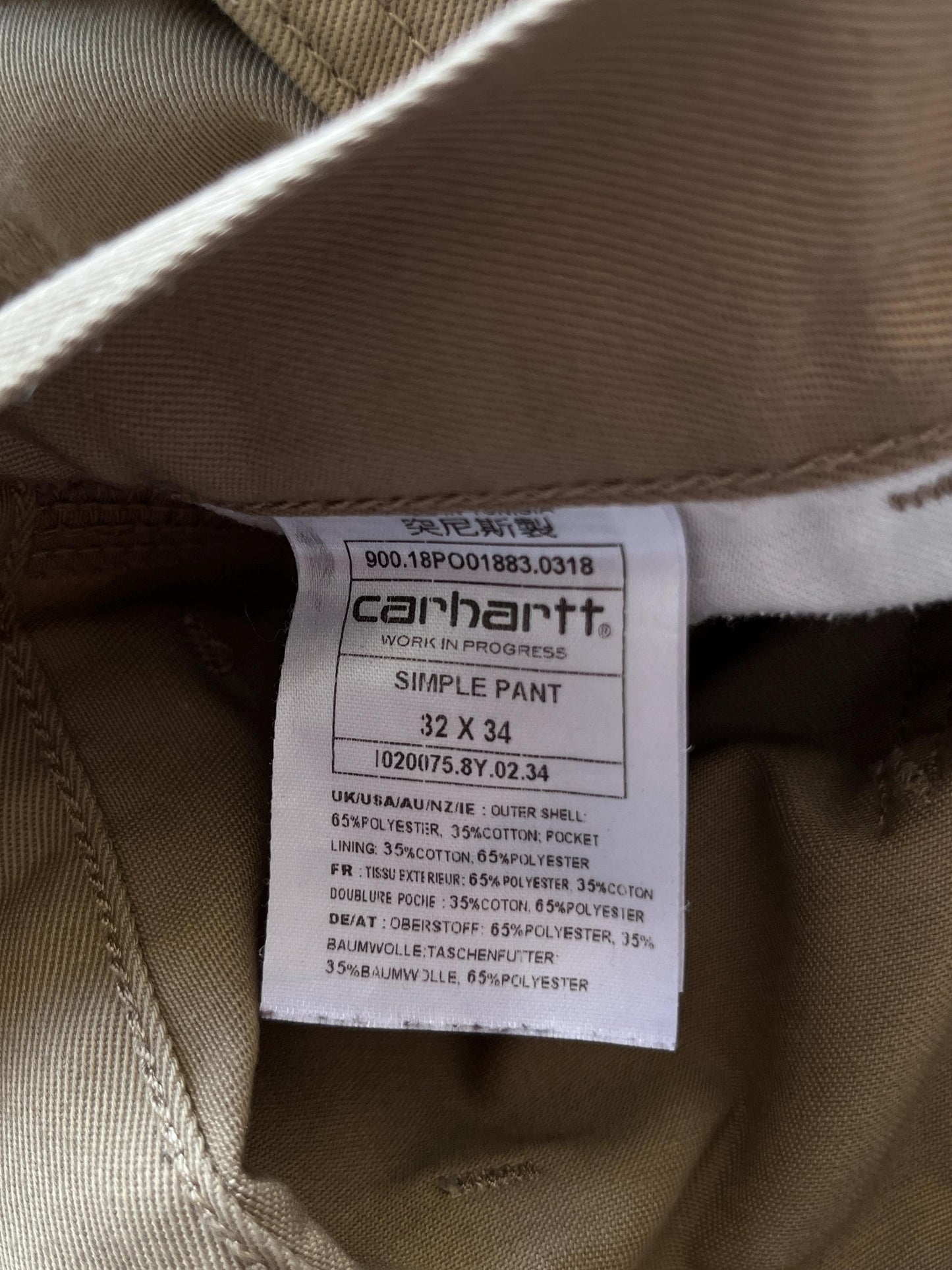 32x34 Carhartt WIP Simple Work Pants