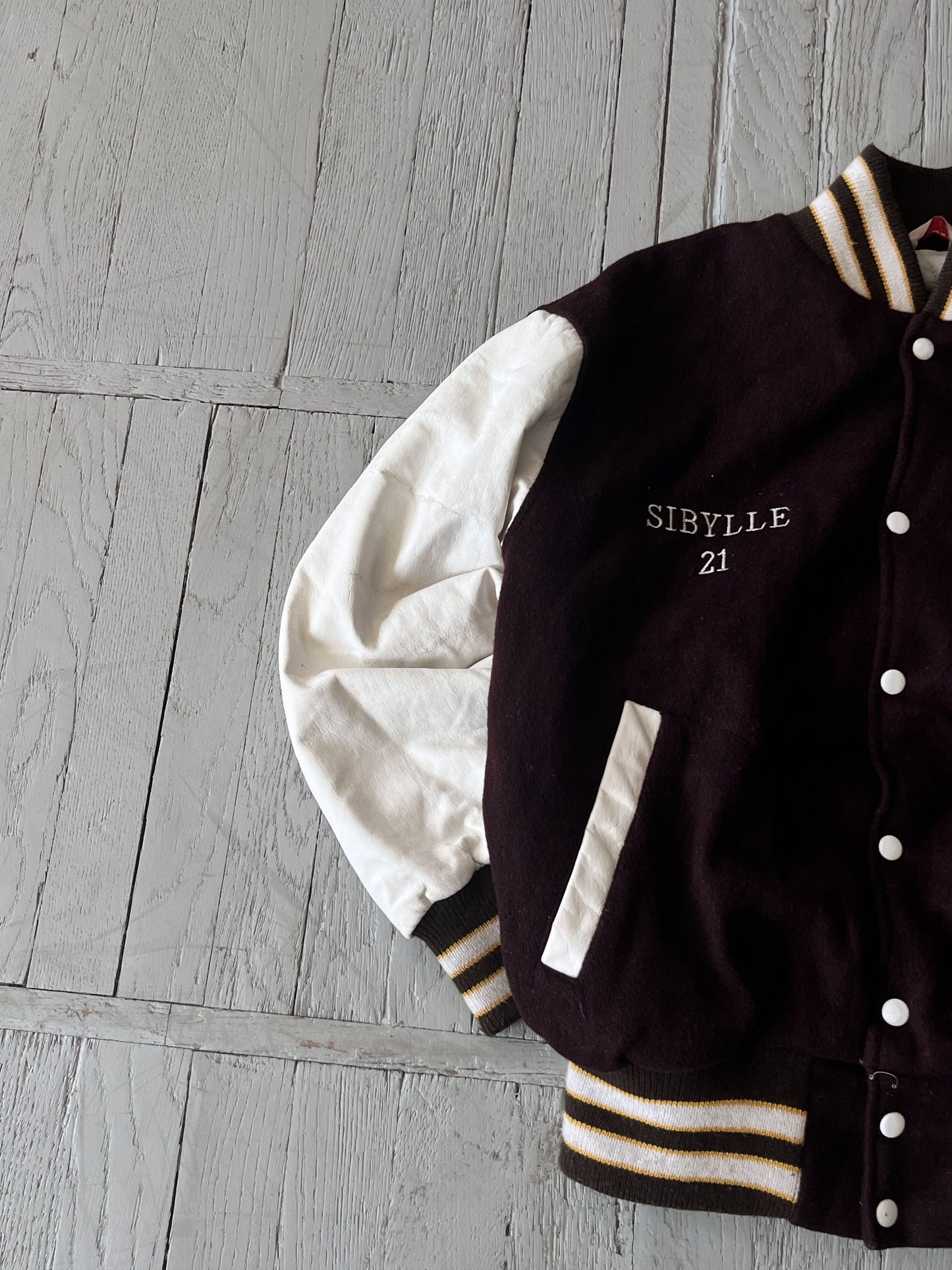 Vintage College Varsity Wool Bomber Jacket