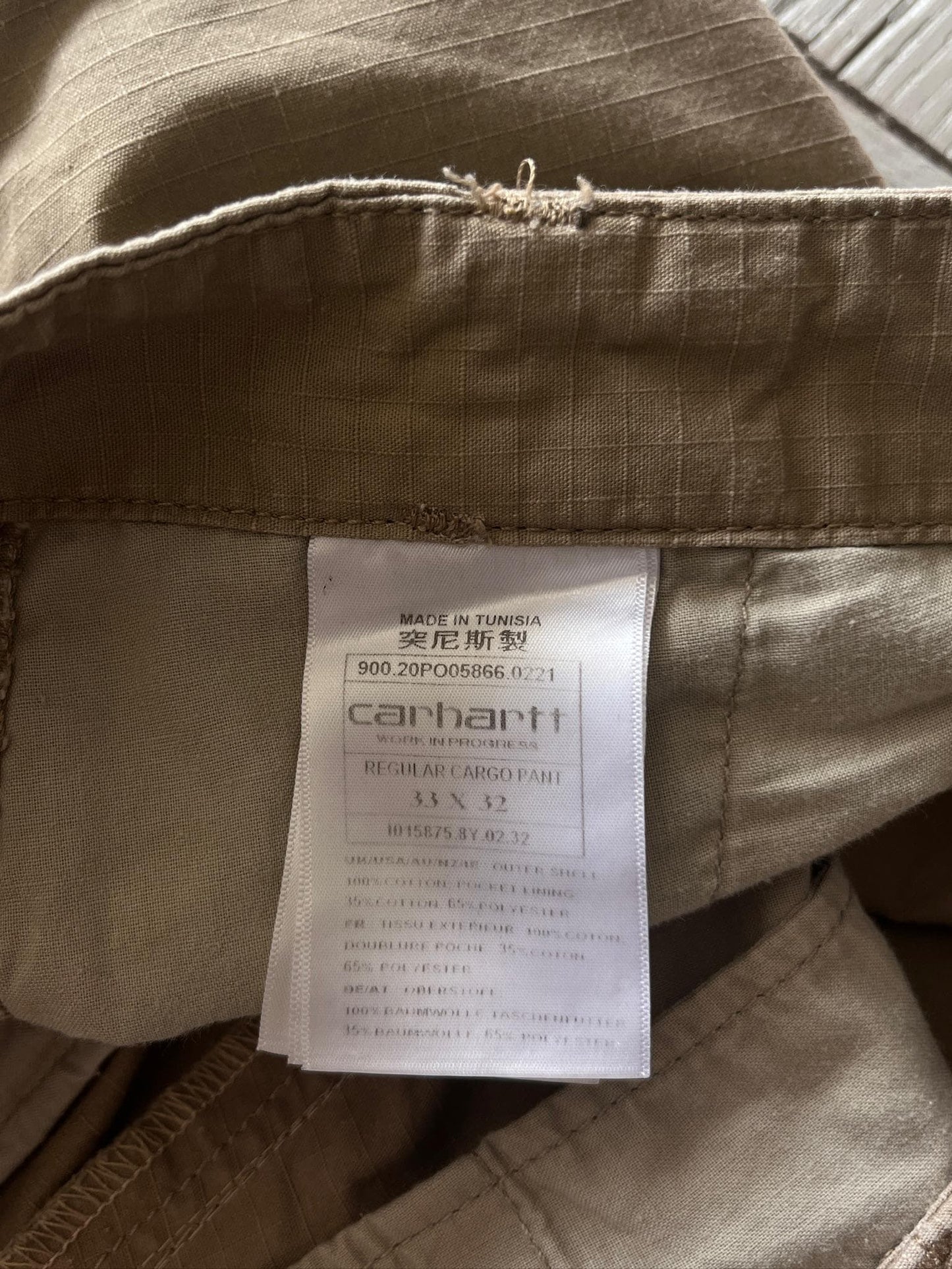 33x32 Carhartt WIP Regular Fit Cargo Pants