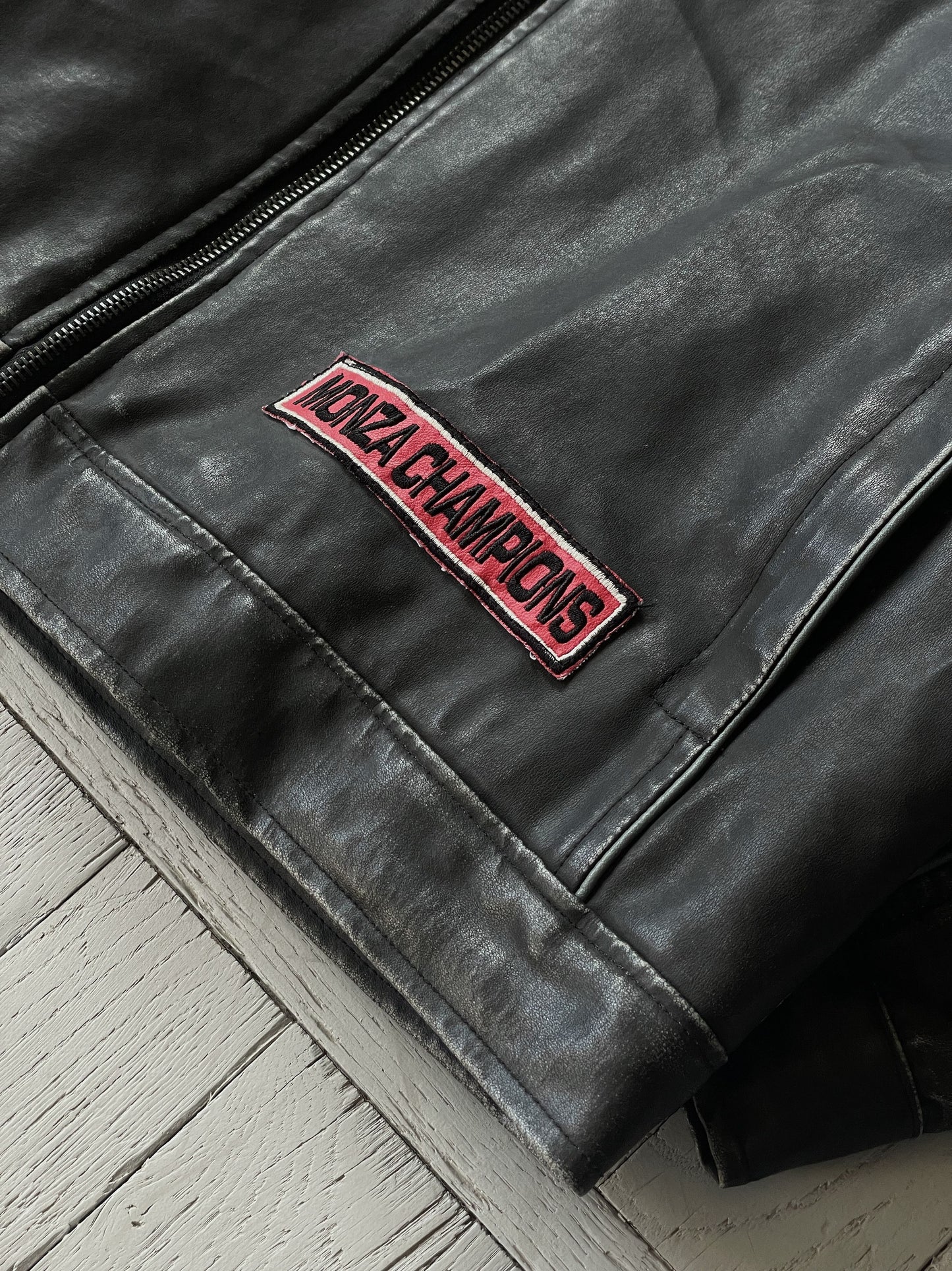 L Vintage Speedway Leather Racing Bomber Jacket